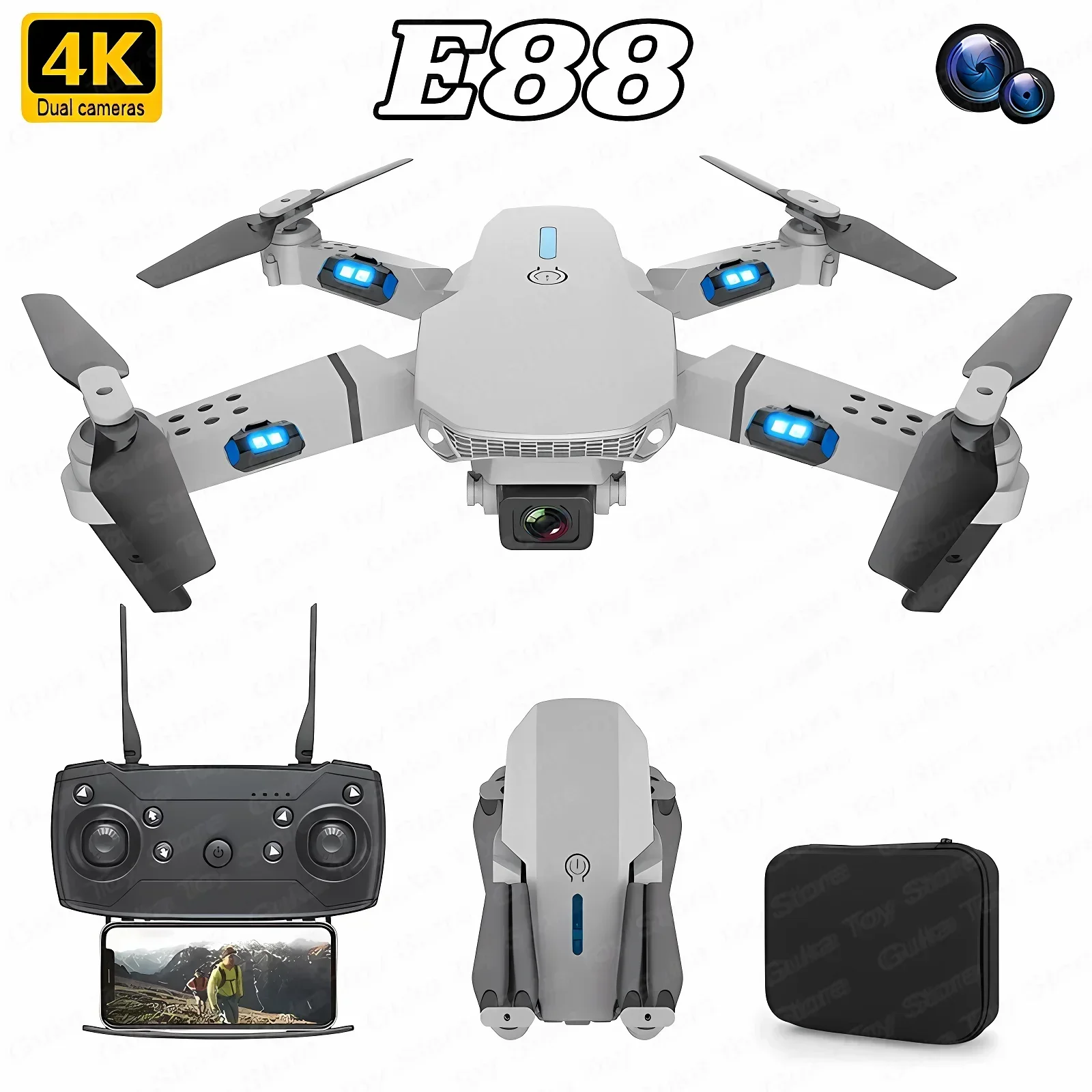 Drone Rc Plegable - E88 Pro WIFI FPV الطائرة بدون
